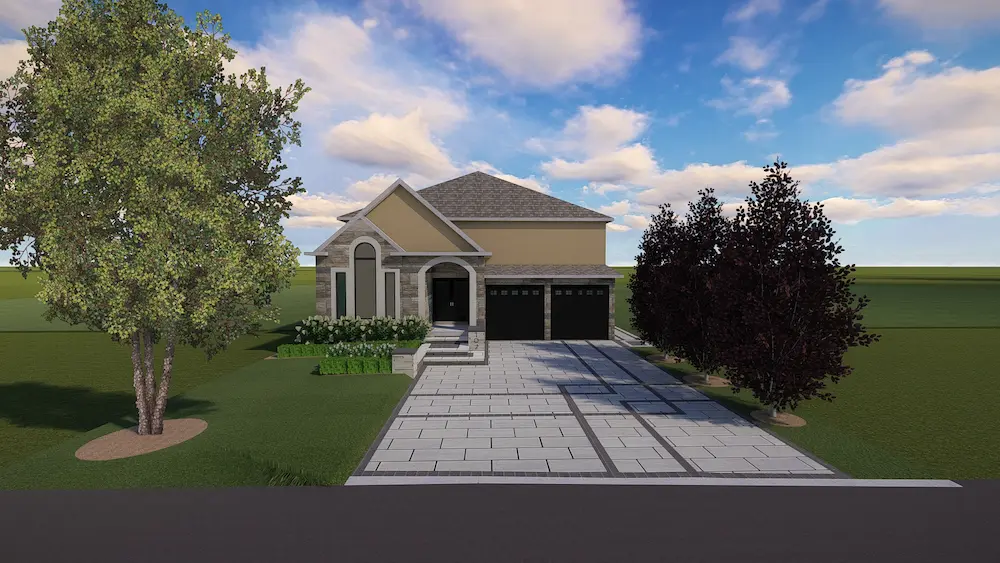 Modern front yard landscape design for a new custom home in Vaughan